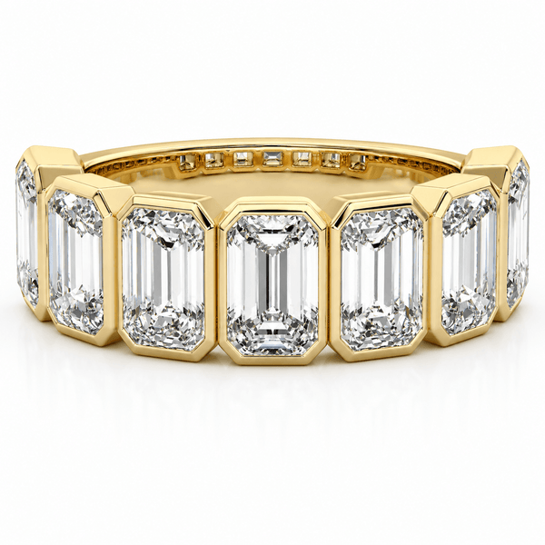 Nura - Half Eternity Bezel Emerald Cut Lab Grown Diamond Wedding Band