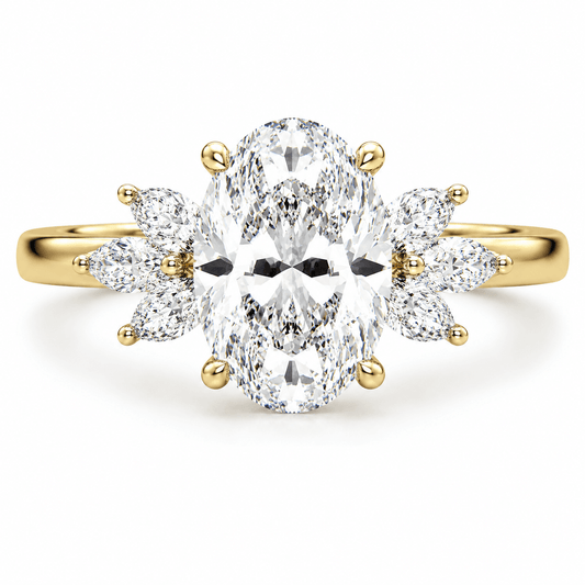 Natasha - Oval Side Stone Lab Grown Diamond Engagement Ring