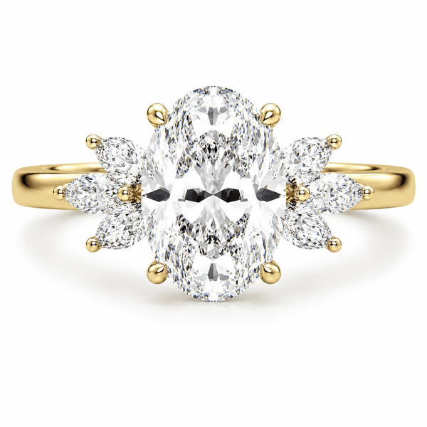 Natasha - Oval Side Stone Lab Grown Diamond Engagement Ring
