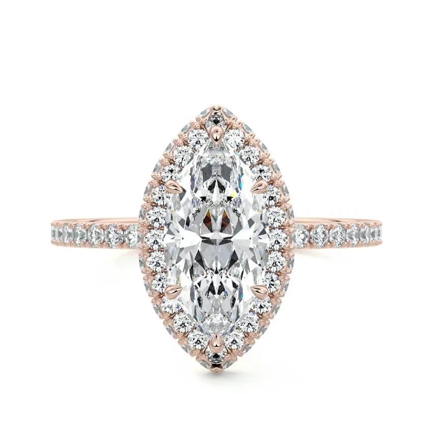 Ivy - Marquise Halo Engagement Ring 18K Gold & Platinum