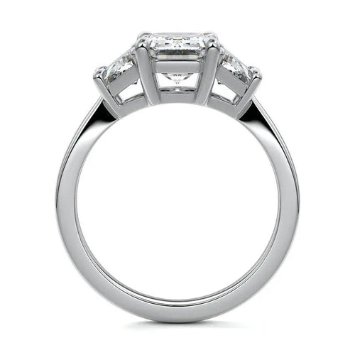 Love - Emerald Cut Three Stone Lab Grown Diamond Engagement Ring Raphana Jewellery