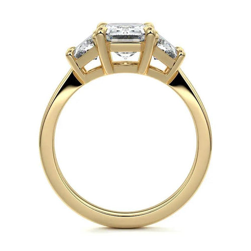 Love - Emerald Cut Three Stone Lab Grown Diamond Engagement Ring Raphana Jewellery