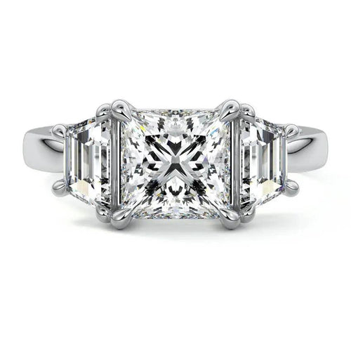 Daisy - Princess Three Stone Lab Grown Diamond Engagement Ring Raphana Jewellery