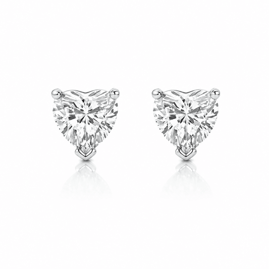 1 Carat Heart Cut  Stud Earrings – Lab-Grown Diamonds in 14K White or Yellow Gold