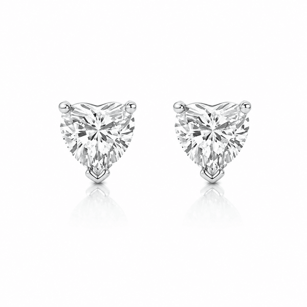 1 Carat Heart Cut  Stud Earrings – Lab-Grown Diamonds in 14K White or Yellow Gold