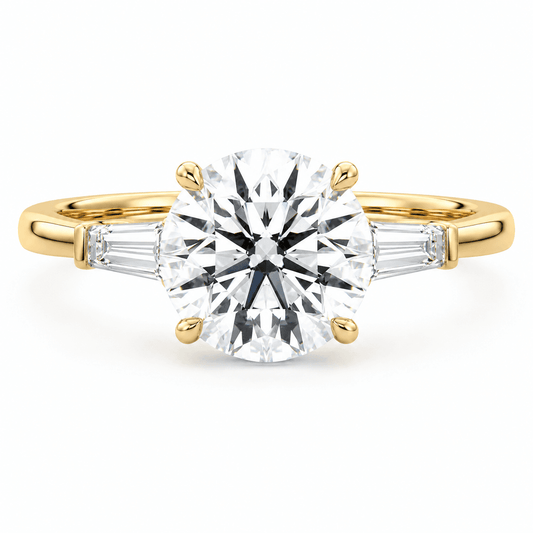 Zara - Round Trilogy Lab Grown Diamond Engagement Ring with Tapered Baguette