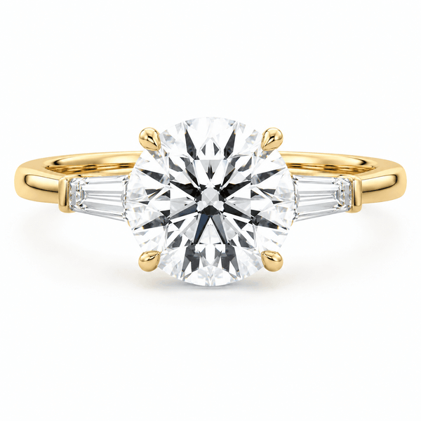 Zara - Round Trilogy Lab Grown Diamond Engagement Ring with Tapered Baguette