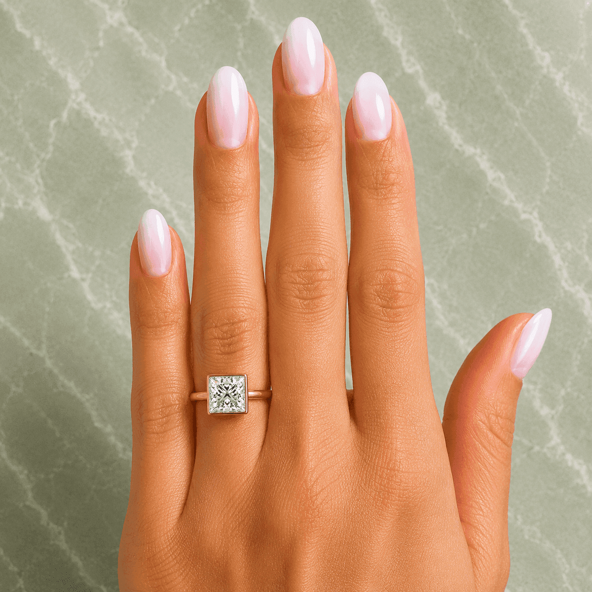 Georgina - Princess Bezel Lab Grown Diamond Engagement Ring - image 2