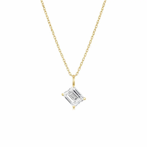 Nura Lab NZ emerald cut moissanite pendant gift necklace