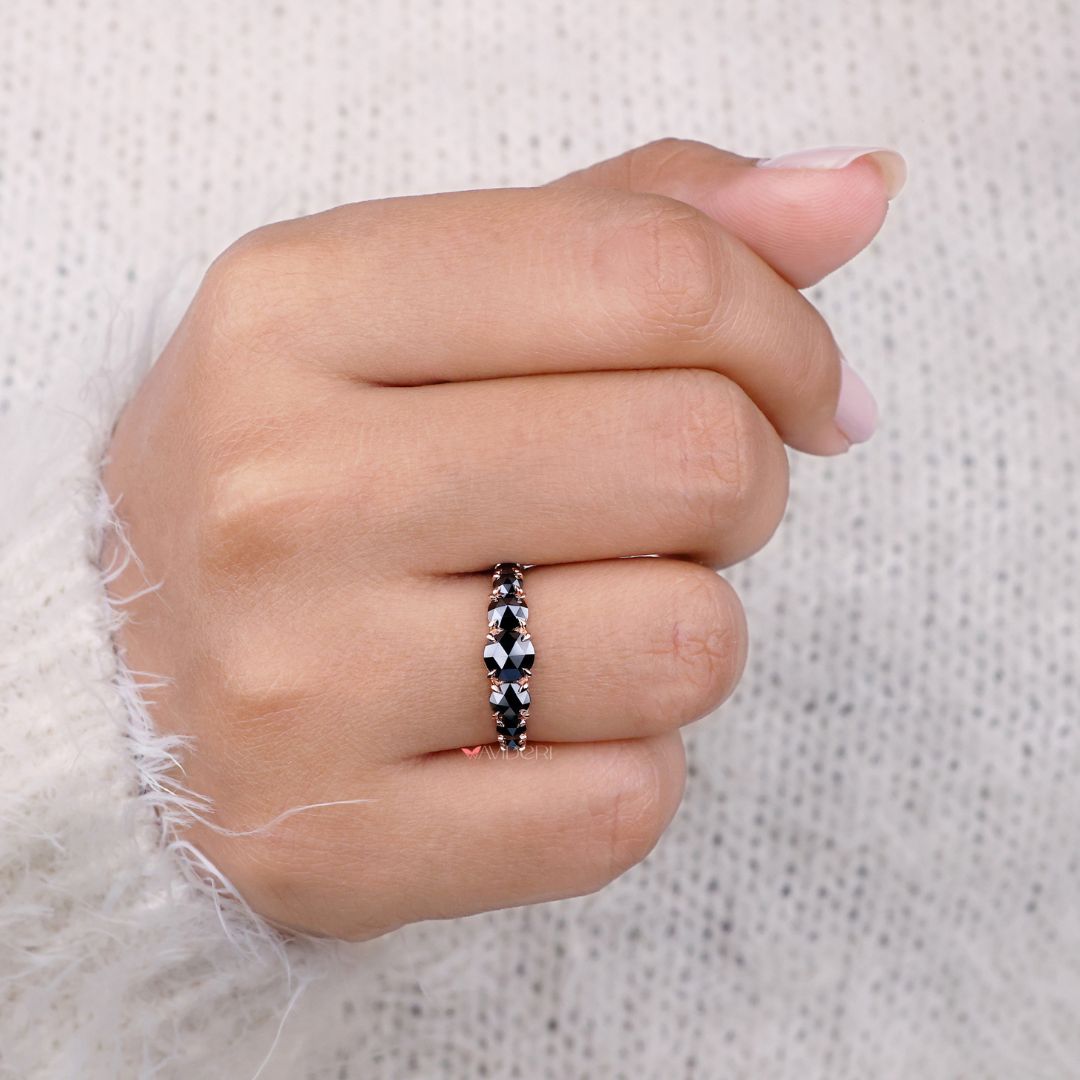 Handmade jewelry featuring a stunning round cut wedding band.
