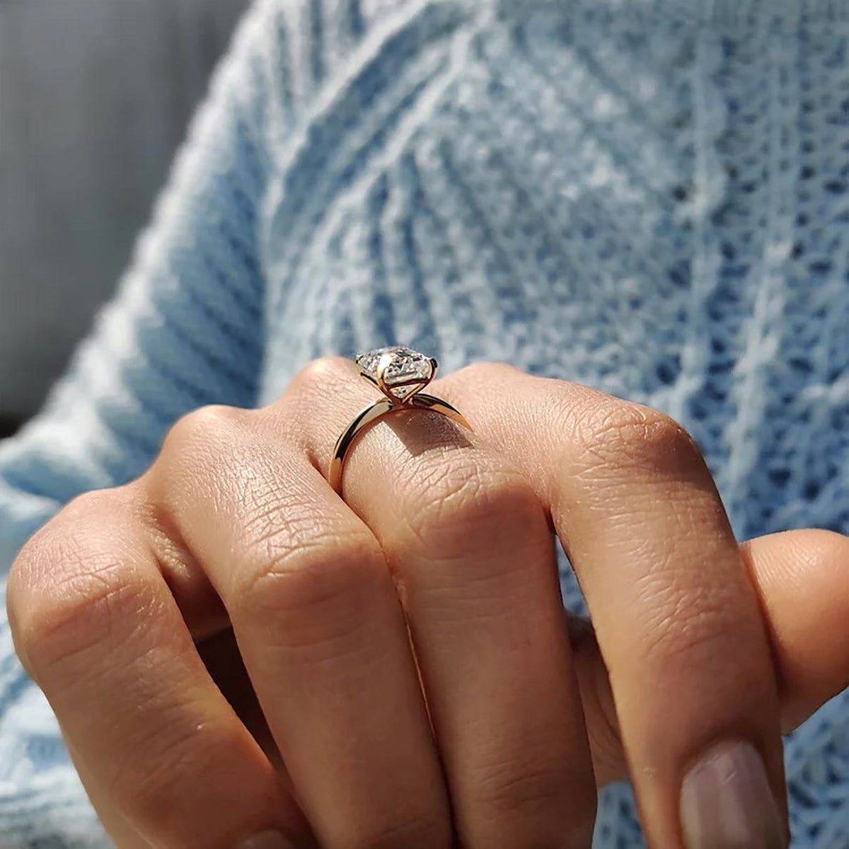 Rosamund Elise - Knife Edge Emerald Cut Solitaire Ring