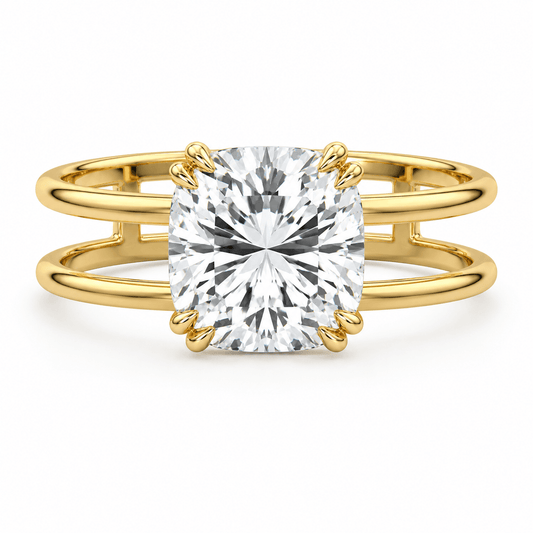 Elena - Cushion Double Solitaire Lab Diamond Engagement Ring
