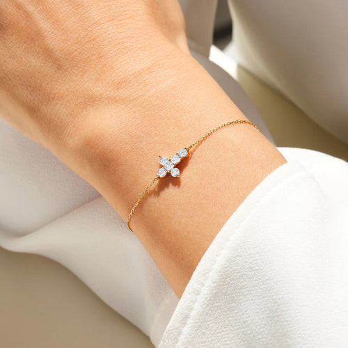 Abigail Mini Cross Moissanite Bracelet by Nura Lab
