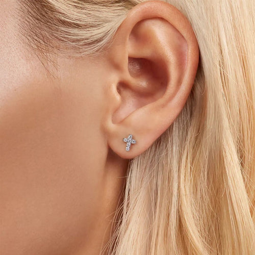Abigail Cross Moissanite Stud Earrings by Nura Lab