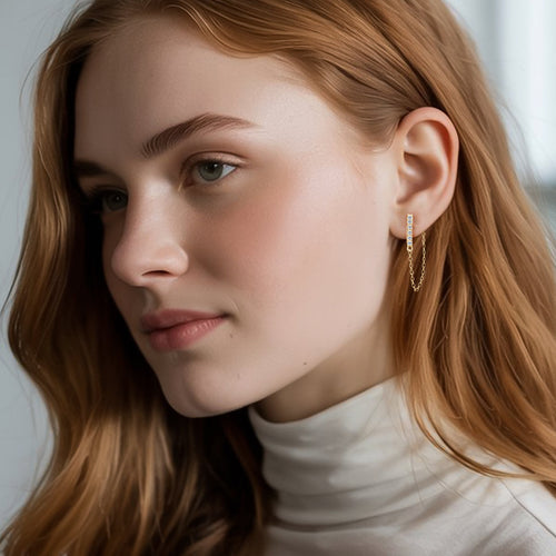 Aviora Moissanite Chain Earrings by Nura Lab