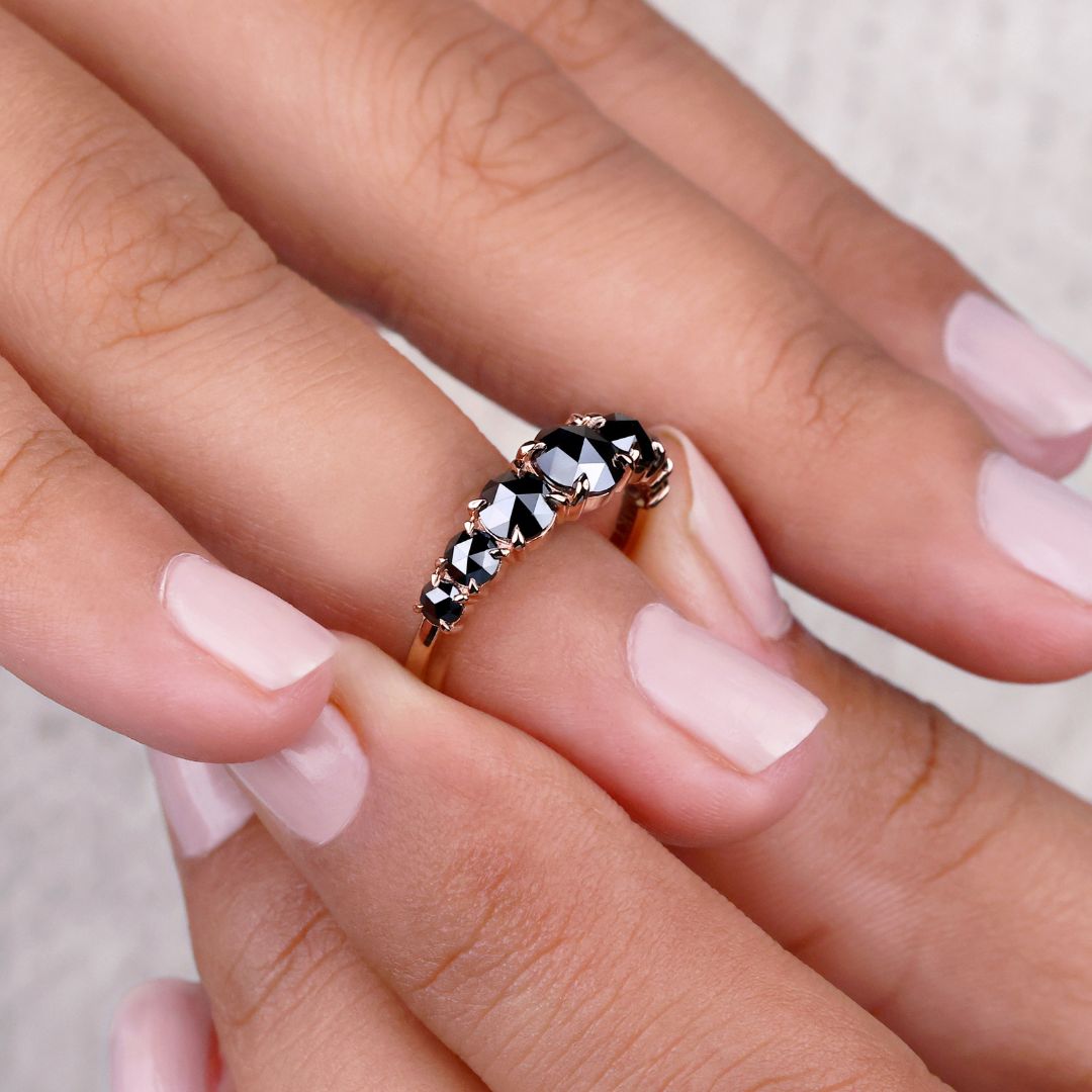 7 stone wedding band with rose cut diamonds for a vintage touch.
