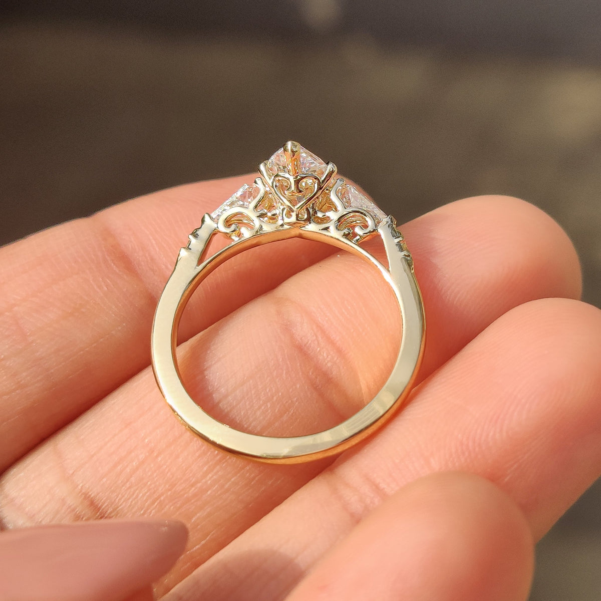 Rosalie Belle - Vintage Style Marquise Diamond Ring with Basket Filigree Details