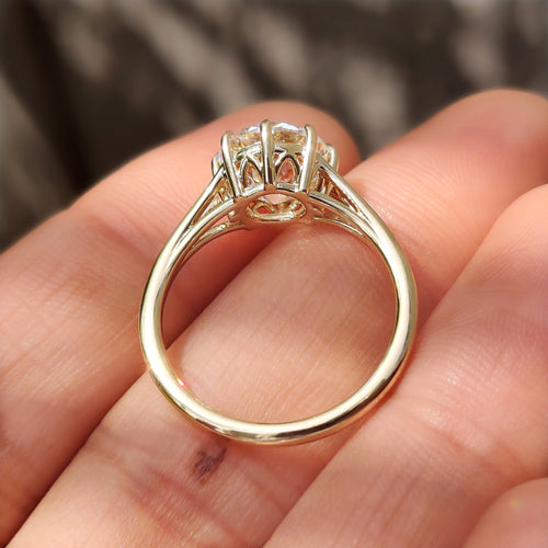 Celestine Grace - Portuguese Cut Diamond Solitaire Engagement Ring with Split Shank