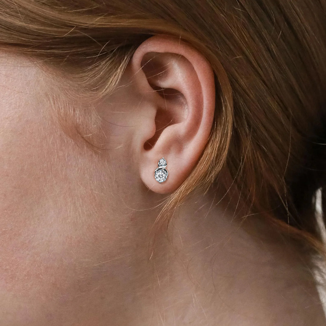 Camila 2-Stone Moissanite Earrings by Nura Lab