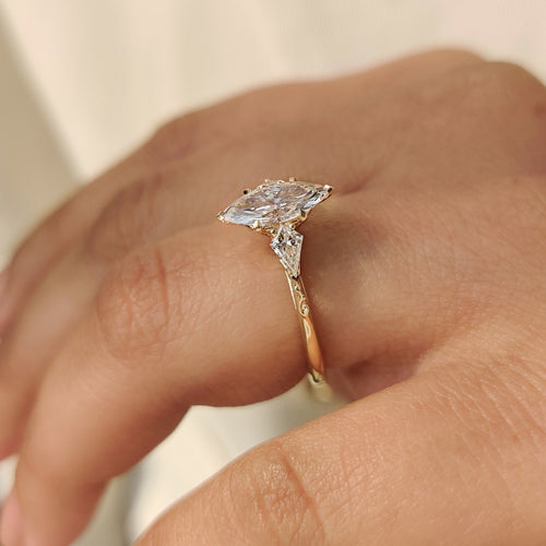 Rosalie Belle - Vintage Style Marquise Diamond Ring with Basket Filigree Details