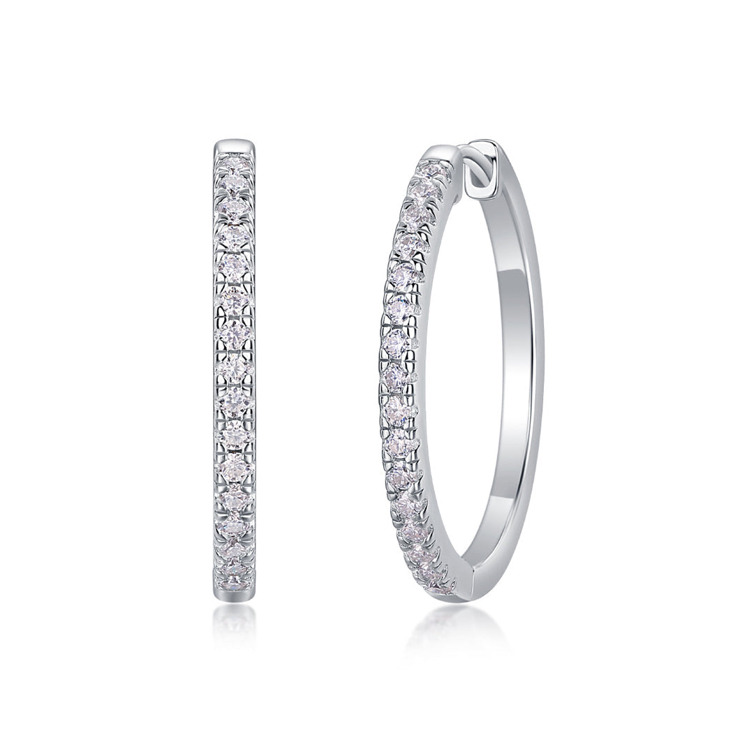 Chana Moissanite Hoop Earrings by Nura Lab in platinum plating over S925 sterling silver