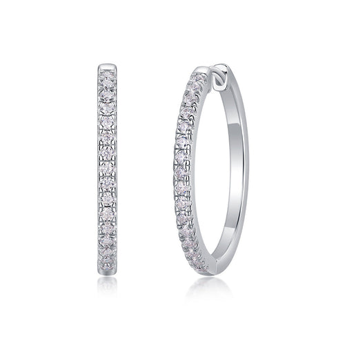 Chana Moissanite Hoop Earrings by Nura Lab in platinum plating over S925 sterling silver