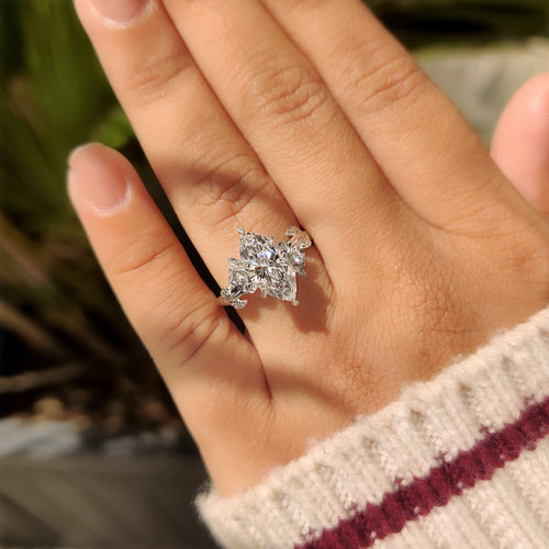 Isadora Sage - Nature Inspired Marquise Cut Engagement Ring in Floral Details