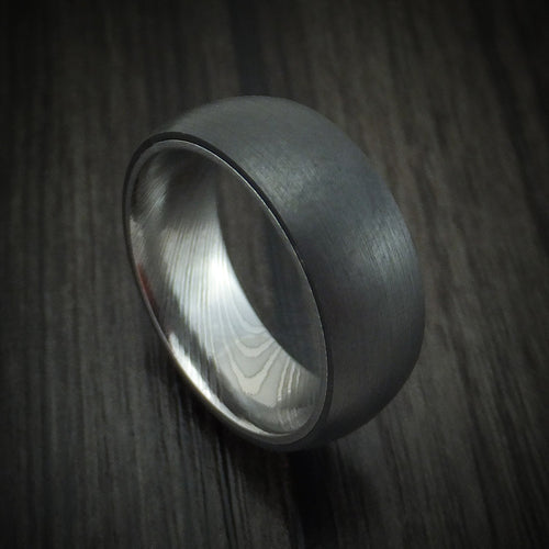 Resolute IX - Black Zirconium Men's Wedding Ring with Damascus Steel Sleeve - Nura Lab