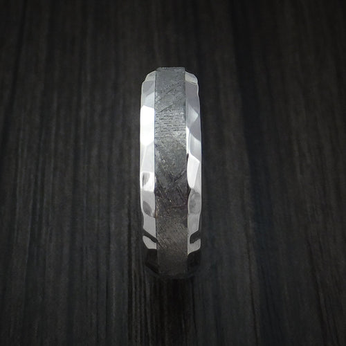 Stonehaven XVII - Cobalt Chrome and Gibeon Meteorite Hammered Men's Wedding Ring - view 3 - Nura Lab
