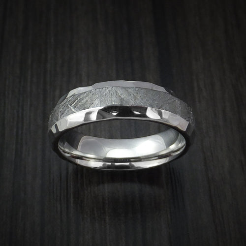 Stonehaven XVII - Cobalt Chrome and Gibeon Meteorite Hammered Men's Wedding Ring - view 2 - Nura Lab