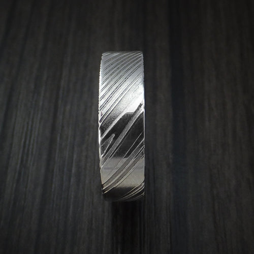 Harbour XI - Woodgrain Kuro Damascus Steel Men's Wedding Ring with Walnut Hardwood Sleeve Wood Band - view 3 - Nura Lab