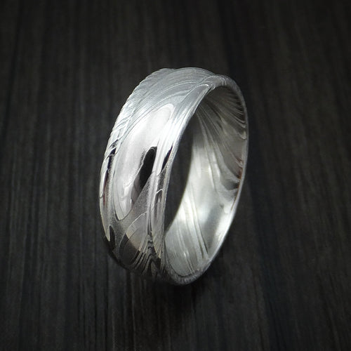 Resolute XI - Woodgrain Kuro Damascus Steel Men's Ring Wedding Ring - view 4 - Nura Lab