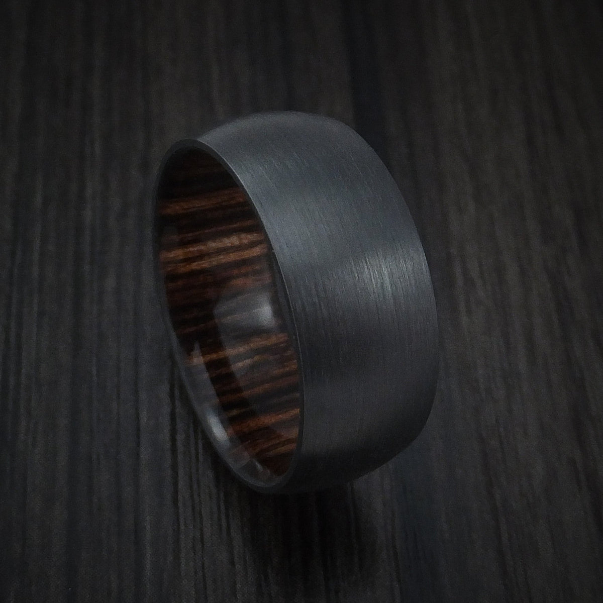 Legacy XII - Black Zirconium and Ziricote Hardwood Sleeve Men's Wedding Ring - Nura Lab