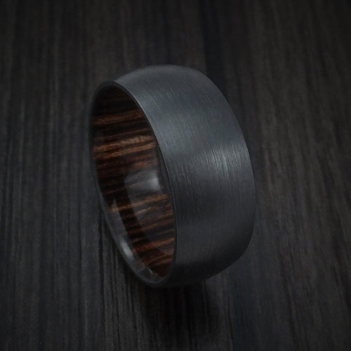 Legacy XII - Black Zirconium and Ziricote Hardwood Sleeve Men's Wedding Ring - Nura Lab