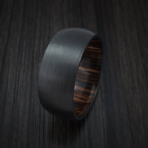 Legacy XII - Black Zirconium and Ziricote Hardwood Sleeve Men's Wedding Ring - view 4 - Nura Lab