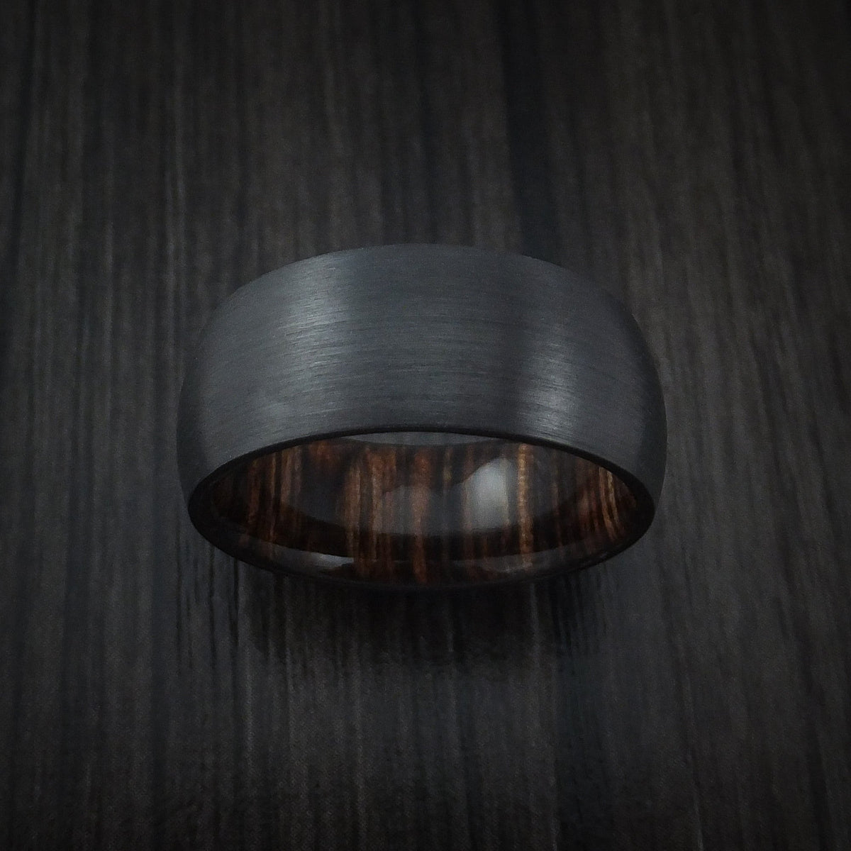 Legacy XII - Black Zirconium and Ziricote Hardwood Sleeve Men's Wedding Ring - view 2 - Nura Lab