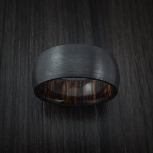 Legacy XII - Black Zirconium and Ziricote Hardwood Sleeve Men's Wedding Ring - view 2 - Nura Lab