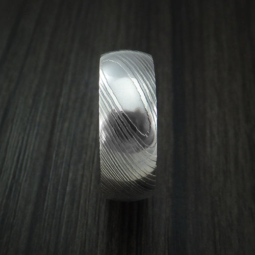 Noble X - Damascus Steel Men's Wedding Ring with 18k Rose Gold Sleeve Band - view 3 - Nura Lab