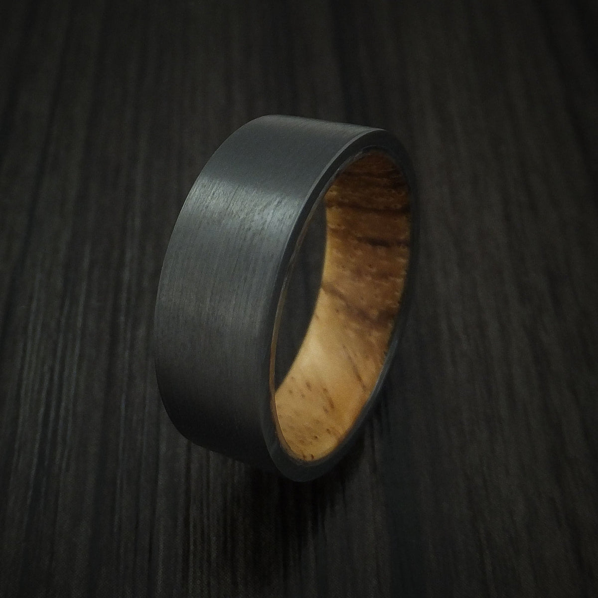 Monarch XII - Black Zirconium and Hardwood Sleeve Men's Wedding Ring - view 4 - Nura Lab