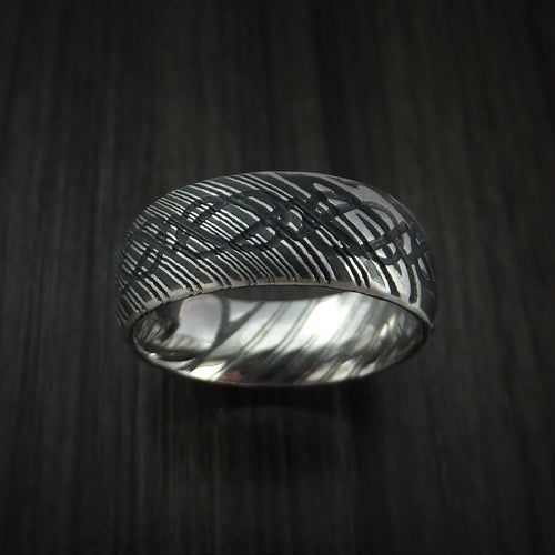 Crest IX - Woodgrain Kuro Damascus Steel Celtic Knot Men's Ring Infinity Design Wedding Ring - view 2 - Nura Lab