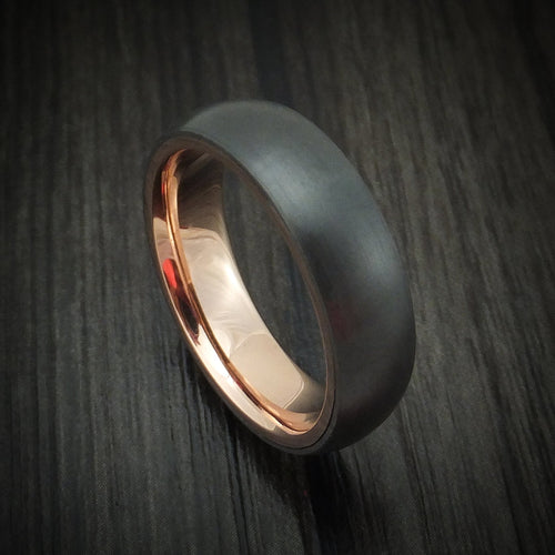 Sterling XVII - Black Zirconium Men's Wedding Ring With 14k Rose Gold Sleeve Band - Nura Lab