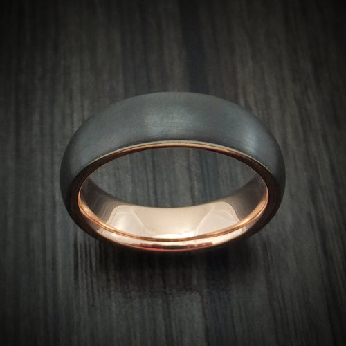 Sterling XVII - Black Zirconium Men's Wedding Ring With 14k Rose Gold Sleeve Band - view 2 - Nura Lab