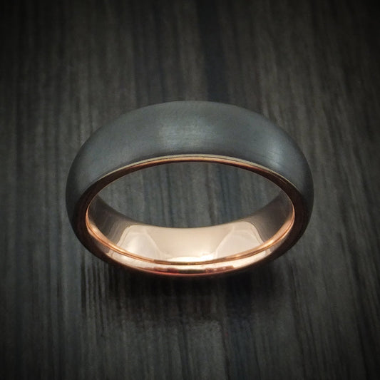 Sterling XVII - Black Zirconium Men's Wedding Ring With 14k Rose Gold Sleeve Band - view 2 - Nura Lab