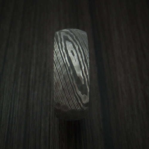Ironwood X - Damascus Steel Hammered Men's Wedding Ring with Red Heart Wood Sleeve - view 3 - Nura Lab
