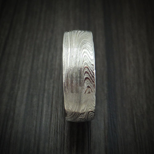 Oak XI - Marbled Kuro Damascus Steel Men's Wedding Ring with Cerakote Sleeve - view 3 - Nura Lab