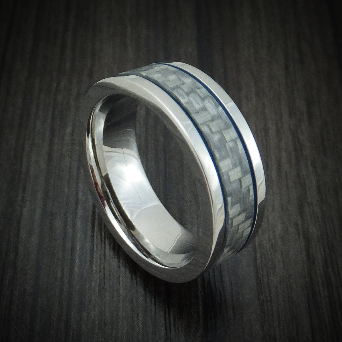Falcon XIV - Cobalt Chrome and Carbon Fiber Men's Wedding Ring with Cerakote - Nura Lab