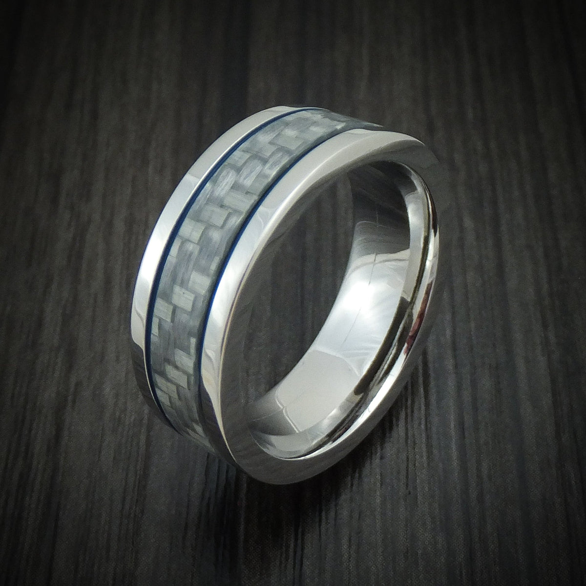 Falcon XIV - Cobalt Chrome and Carbon Fiber Men's Wedding Ring with Cerakote - view 4 - Nura Lab