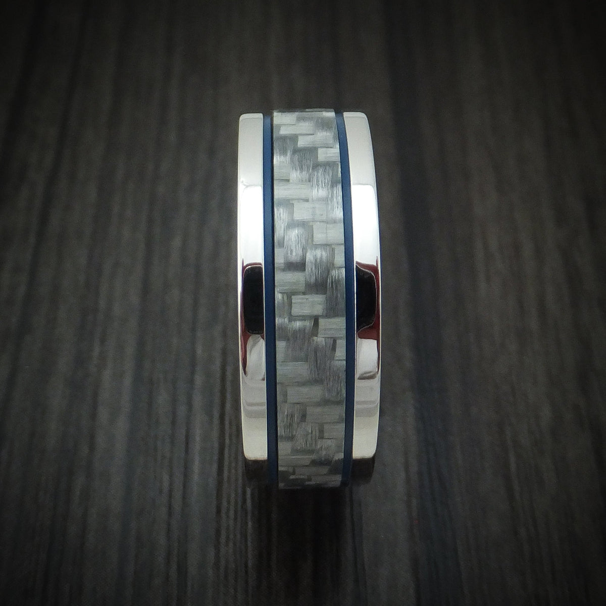 Falcon XIV - Cobalt Chrome and Carbon Fiber Men's Wedding Ring with Cerakote - view 3 - Nura Lab