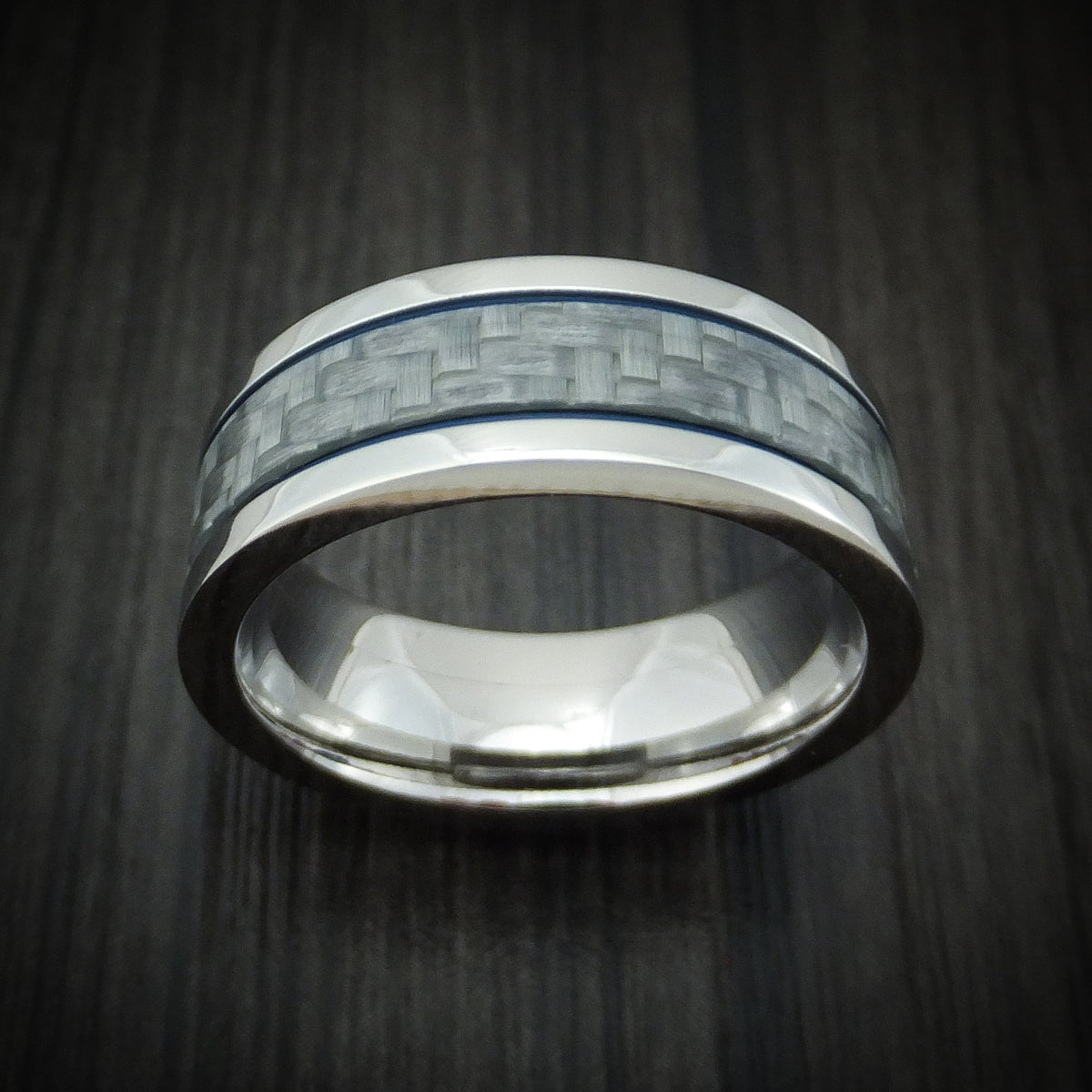 Falcon XIV - Cobalt Chrome and Carbon Fiber Men's Wedding Ring with Cerakote - view 2 - Nura Lab