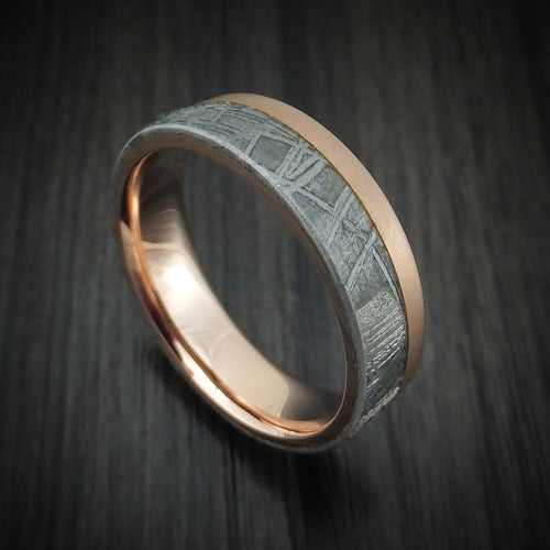 Echelon XVII - 14K Rose Gold and Gibeon Meteorite Men's Wedding Ring Band - Nura Lab